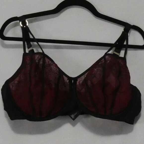 AG - ASHLEY GRAHAM | 40 DDD | Burgundy and Black Lace Accented Bra - Picture 1 of 16